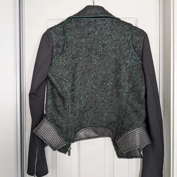 Elie Tahari Francis leather and tweed jacket - Picture 3 of 12